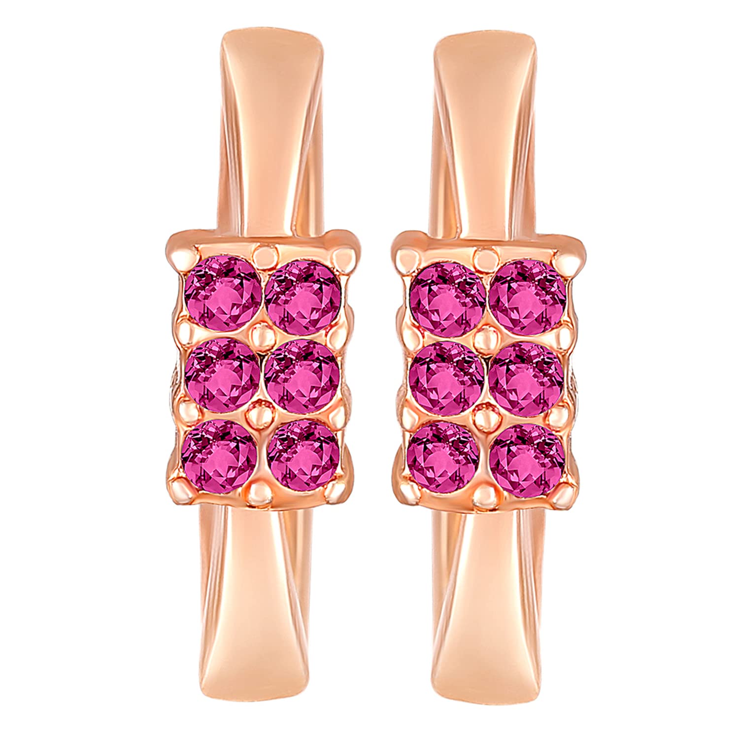 Rose Plated Pink Crystal Earrings